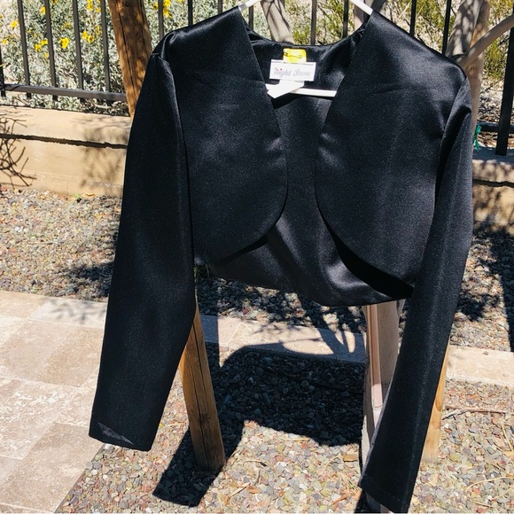 PROM READY FABULOUS BEJEWELED HALTER NECK LOW BACK SATIN GOWN W/Matching Jacket - Picture 11 of 14